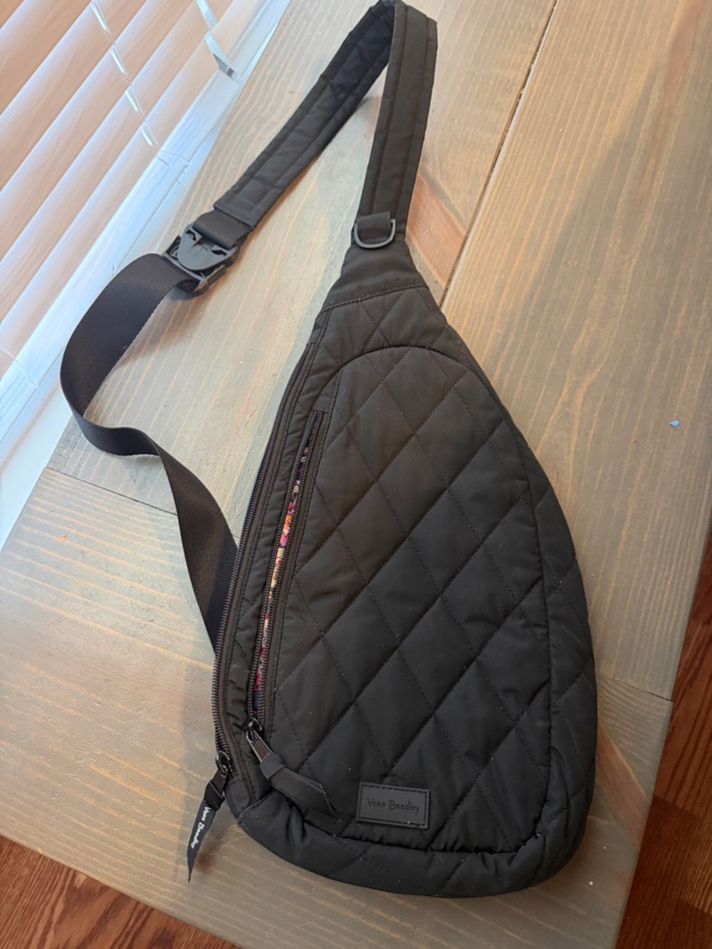 Vera Bradley Black Quilted Sling Belt Bag